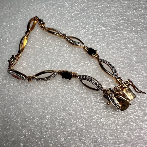 DL Gold Over Sterling Silver & Genuine Tested Sapphire Bracelet 7.25’ EUC 4115 B - Picture 12 of 15